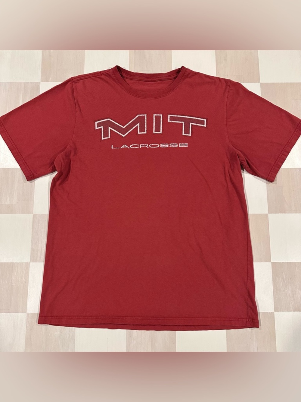 mit lacrosse logo graphic red cotton tee